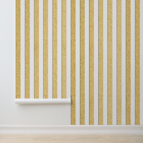 Elegant Gold Stripe Pattern Touch of Glitter Wallpaper