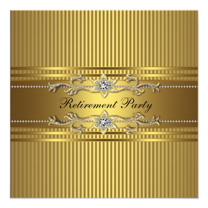 Elegant Gold Stripe Retirement Party Custom Invite