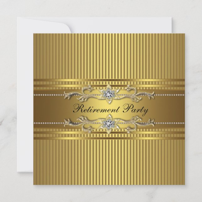 Elegant Gold Stripe Retirement Party Invitation (Front)