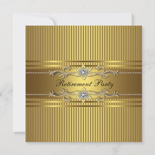 Elegant Gold Stripe Retirement Party Custom Invite