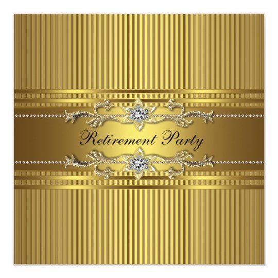 Elegant Gold Stripe Retirement Party Invitation Zazzle Com