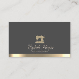 Elegant Gold Stripe Sewing Machine Business Card
