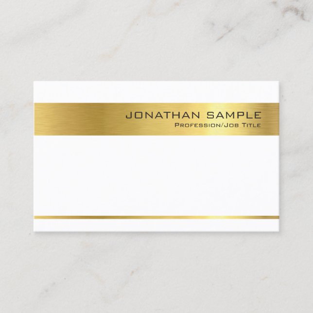 Elegant Gold Striped Design Trendy Modern Plain Business Card (Front)