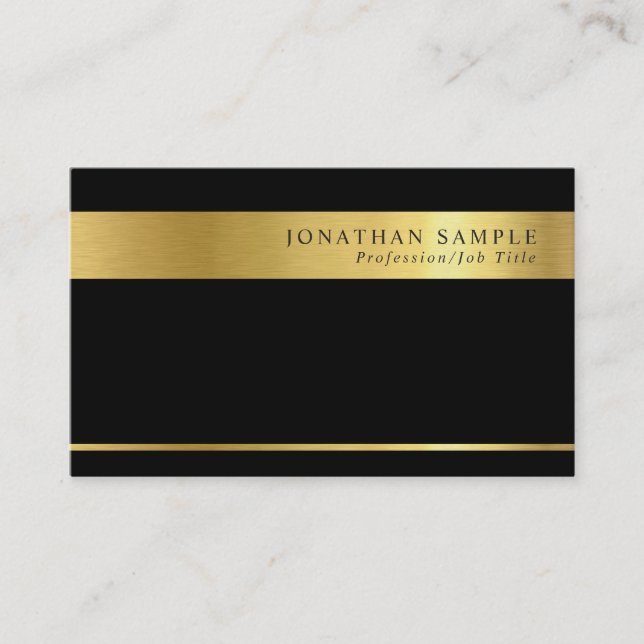 Elegant Gold Striped Signature UV Matte Luxe Business Card (Front)