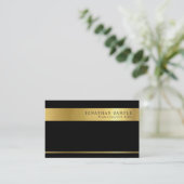 Elegant Gold Striped Signature UV Matte Luxe Business Card (Standing Front)