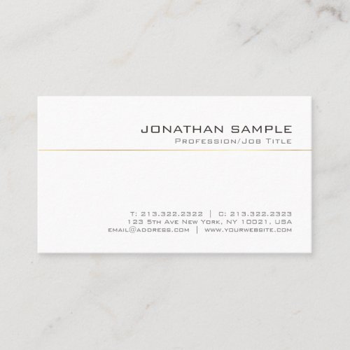 Elegant Gold Striped Simple Chic Plain Luxe Trendy Business Card