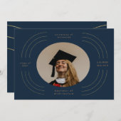 elegant gold stripes graduation announcement (Front/Back)