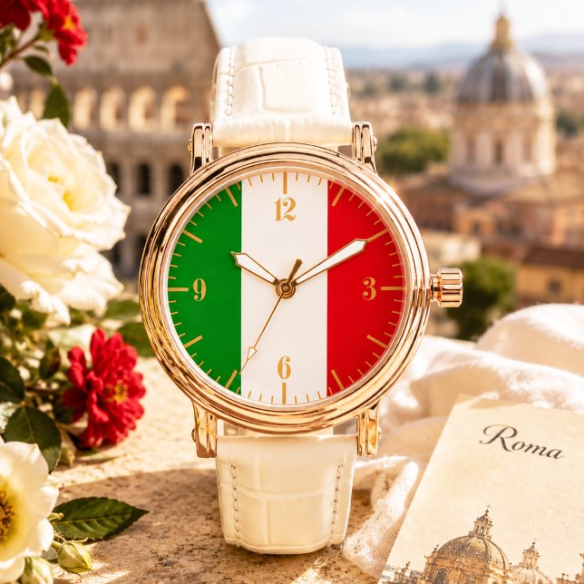 Elegant Gold Stripes Italian Patriotic Italy Flag Watch (Creator Uploaded)