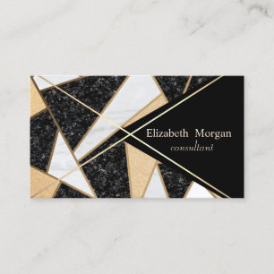 Elegant Gold Stripes, Marble, Geometric Business Card