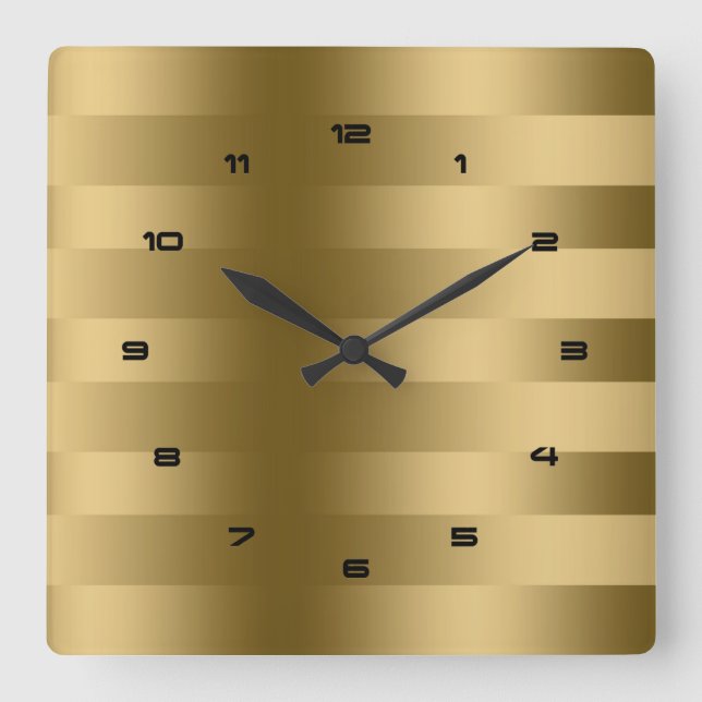 Elegant Gold Stripes Modern Design Square Wall Clock (Front)