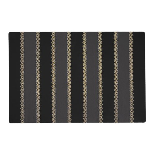 Elegant gold stripes on black and gray placemat