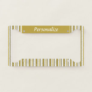 Elegant Gold Stripes Personalized License Plate Frame