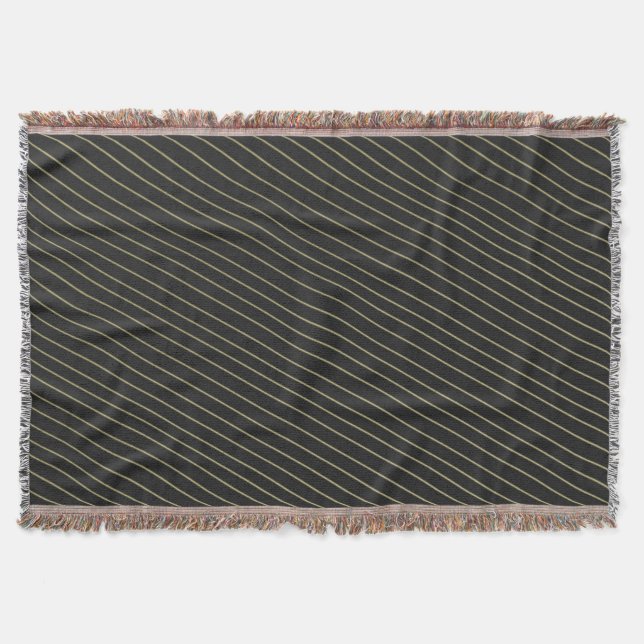 Elegant Gold Stripes Throw Blanket (Front)