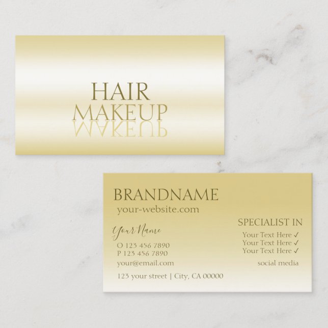 Elegant Gold Stylish Mirror Font Professional Business Card (Front/Back)