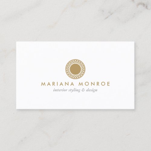 ELEGANT GOLD SUN LOGO on WHITE Business Cards