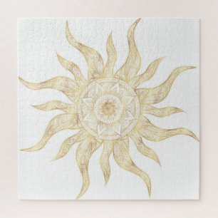 Elegant Gold Sun Mandala Design Jigsaw Puzzle