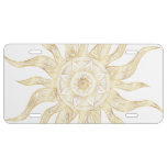 Elegant Gold Sun Mandala Design License Plate at Zazzle
