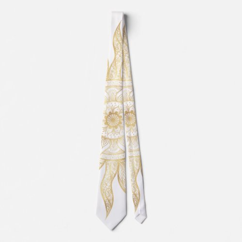 Elegant Gold Sun Mandala Design Neck Tie