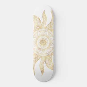 Elegant Gold Sun Mandala Design Skateboard