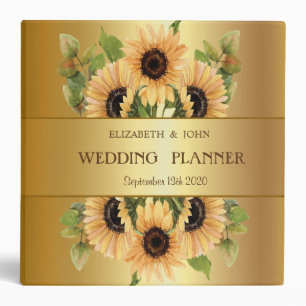 Elegant Gold Sunflowers 3 Ring Binder