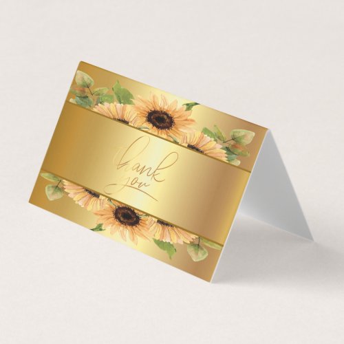 Elegant Gold SunflowersThank You Card