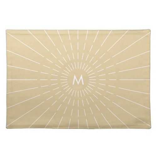 Elegant Gold Sunlight Monogram Cloth Placemat