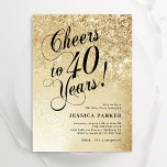 Elegant Gold Surprise 40th Birthday Invitation<br><div class="desc">Elegant surprise 40th birthday party invitation. Elegant design in faux glitter gold and black. Features typography script font and confetti. Perfect for a stylish women's bday celebration. Personalize with your own details. Message me if you need custom age. Printed Zazzle invitations or instant download digital printable template.</div>