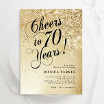 Elegant Gold Surprise 70th Birthday Invitation<br><div class="desc">Elegant surprise 70th birthday party invitation. Elegant design in faux glitter gold and black. Features typography script font and confetti. Perfect for a stylish women's bday celebration. Personalize with your own details. Message me if you need custom age. Printed Zazzle invitations or instant download digital printable template.</div>