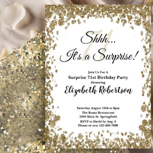 Elegant Gold Surprise 71st Birthday Invitation