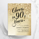 Elegant Gold Surprise 90th Birthday Invitation<br><div class="desc">Elegant 90th birthday party invitation. Classy design in faux glitter gold and black. Features typography script font and confetti. Perfect for a stylish women's bday celebration. Personalize with your own details. Message me if you need custom age. Printed Zazzle invitations or instant download digital printable template.</div>