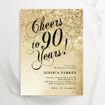 Elegant Gold Surprise 90th Birthday Invitation<br><div class="desc">Elegant surprise 90th birthday party invitation. Elegant design in faux glitter gold and black. Features typography script font and confetti. Perfect for a stylish women's bday celebration. Personalize with your own details. Message me if you need custom age. Printed Zazzle invitations or instant download digital printable template.</div>