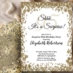 Elegant Gold Surprise 95th Birthday Invitation