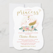 Elegant Gold Swan Princess Pink Floral Baby Shower Invitation (Front)