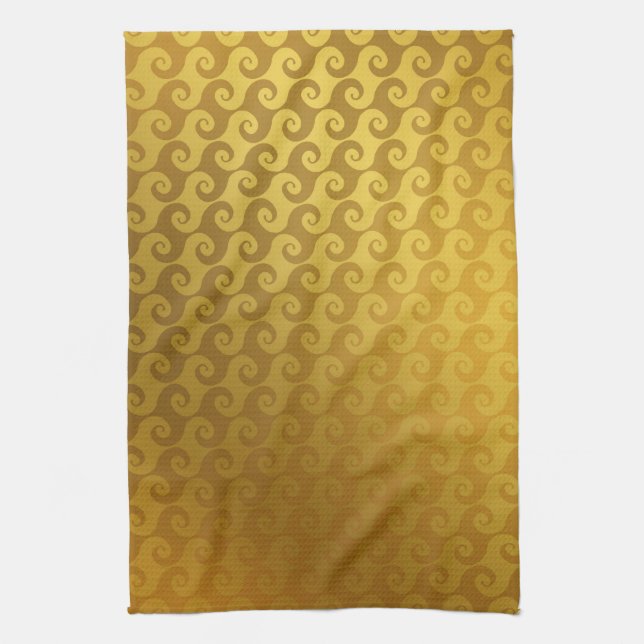 Elegant Gold Swirl Design Formal Dining Kitchen Towel (Vertical)