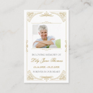 Elegant Gold Swirl Funeral Prayer Card Edit Colo