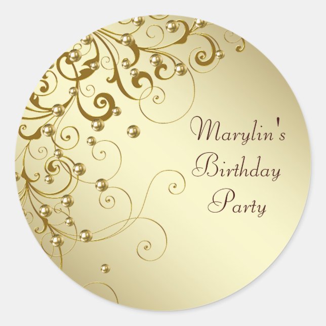 Elegant Gold Swirl Stickers (Front)