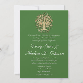 Elegant Gold Swirl Tree Roots of Love Wedding Invitation