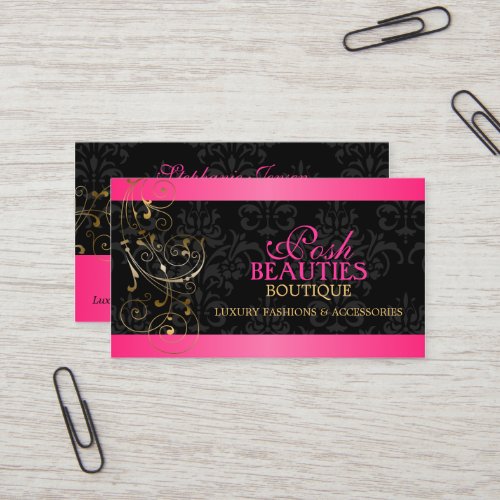 Elegant Gold Swirls and Damask Business Cards