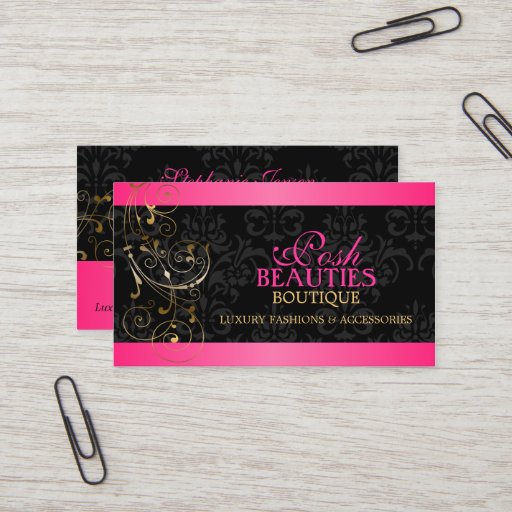 Customizable Elegant Gold Swirls and Damask Business Cards