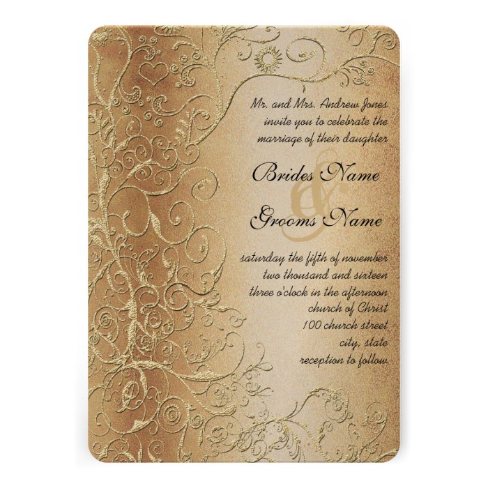 Rustic Swirls Black Font Wedding Invitation