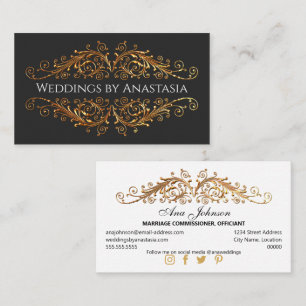 Elegant Gold Swirls Black Glow Business Card