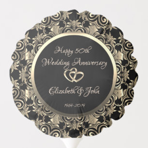 Elegant Gold Swirls,Heart Rings Balloon