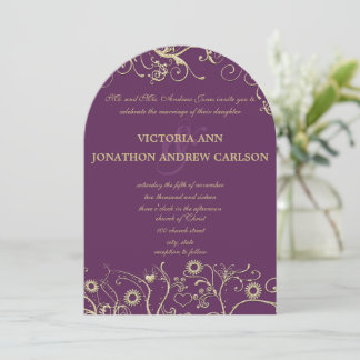 Elegant Gold Swirls Purple or any color Invitation