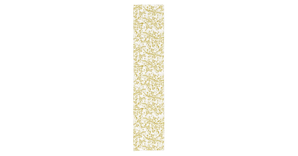 Elegant gold swirls short table runner | Zazzle