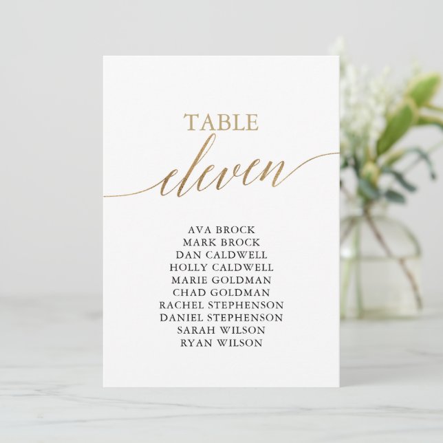 Elegant Gold Table Number 11 Seating Chart (Standing Front)