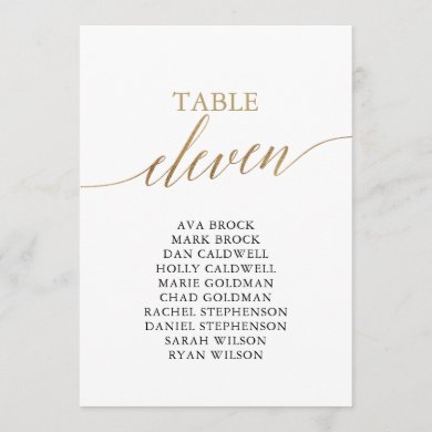 Elegant Gold Table Number 11 Seating Chart