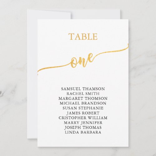 Elegant Gold Table Number 1 Seating Chart