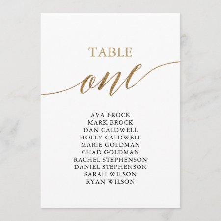 Elegant Gold Table Number 1 Seating Chart