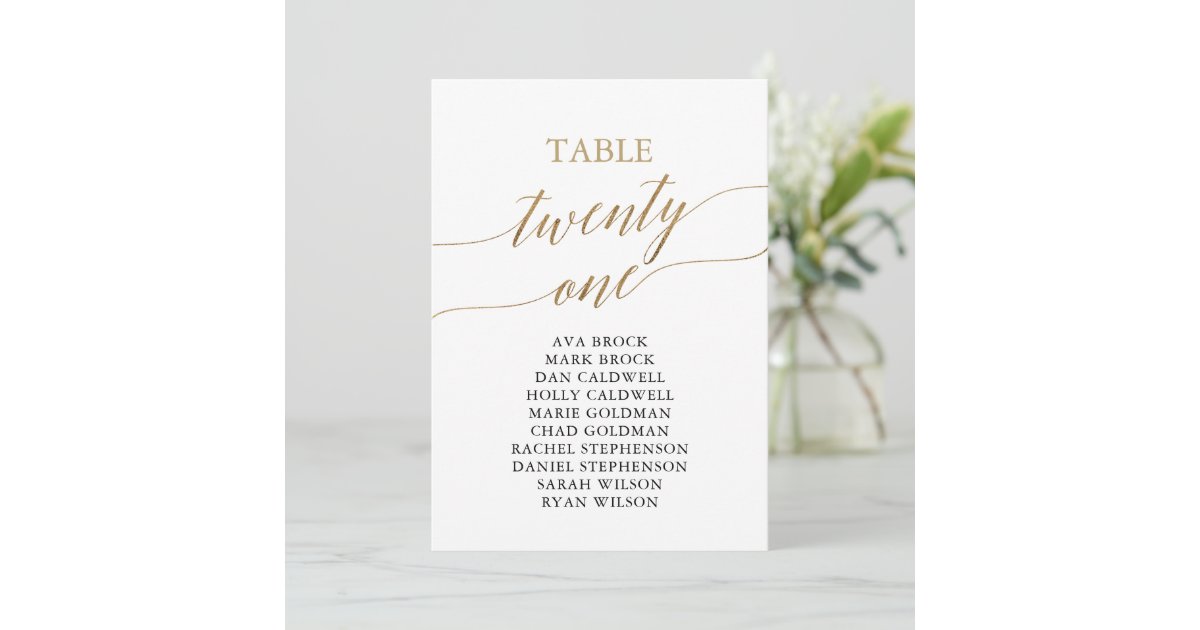 Elegant Gold Table Number 21 Seating Chart Zazzle