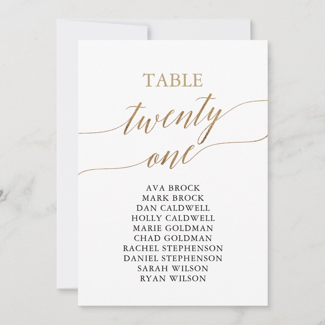 Elegant Gold Table Number 21 Seating Chart Zazzle